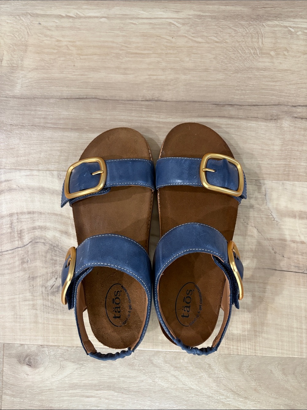 Taos Footwear Navy Buckle Double-Strap Sandals